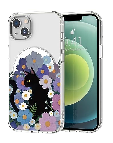 Coque iPhone 14 chat noir antichoc transparente avec protection magnétique - 2