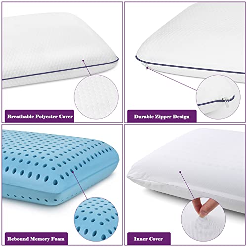 Schlafkissen Memory Foam Kopfkissen Nackenstützkissen: Orthopädisches Ergonomisches Gelschaum Seitenschläferkissen Viskoelastisch Weich Schaumstoff Hypoallergen Kissen 60 X 40 - Weiß - Image 3