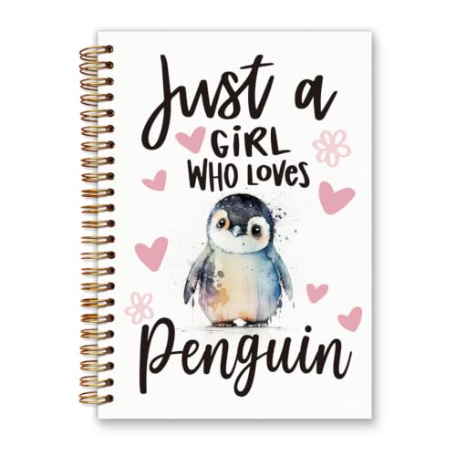 foedor Cute Penguin Gifts Spiral Notebook Journal for Women, 5.5×8.3 Inch