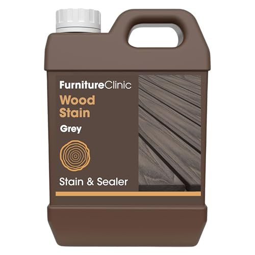 Image of Furniture Clinic Wood Stain | Water Based | Fast Drying, Low Odor, & Non-Toxic | Multiple Finishes | for Indoor & Outdoor Furniture and More | Grey (85 Fl Oz / 2500ml)