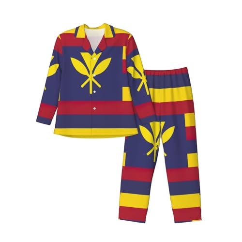 Ensemble de détente Royaume d'Hawaï vêtement de nuit léger à col cranté pour homme