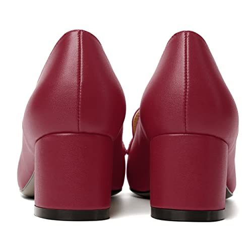 Image of MODENCOCO Womens Square Toe Slip On Comfortable Casual Matte Work Chunky Low Heel Loafers Shoes 2 Inch