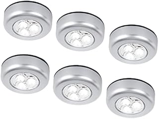 6 Pack Ilyever LED Battery-Powered Wireless Night Light Stick Tap Touch Lamp Stick-on Push Light for Closets, Cabinets, Counters, or Utility Rooms,Cordless Touch Light