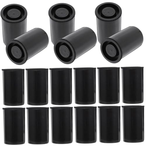 Estuche para películas de cámara con 50 botes cilíndricos de PE negro contra polvo