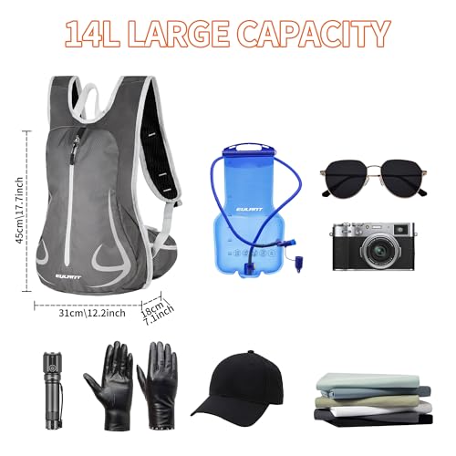 EULANT Kleiner Rucksack für Damen & Herren, Leicht Laufrucksack 15L,Wasserdicht Kleiner Sport Rucksack für Fahrrad Trekking Skifahren Wander Joggen, Upgraded auf wasserdichten Frontreißverschluss