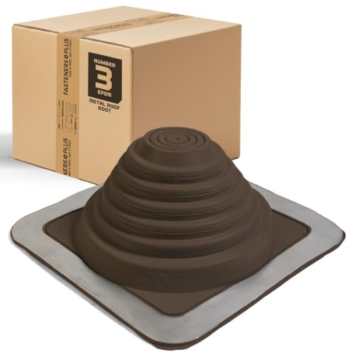 Fasteners Plus #3 Square EPDM Metal Roof Pipe Flashing Boot