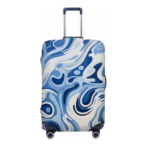 Blue Abstract Painting Stretchable Luggage Covers for Suitcase TSA Approved, Dust Proof and Scratch Resistant Travel Luggage Protector for Carry On (22-24 in)