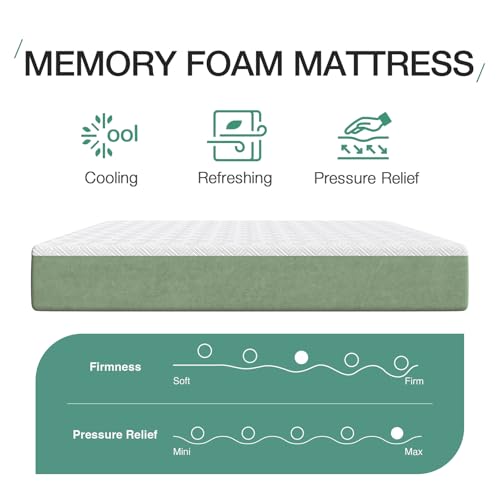 Novilla 12 Inch Twin Size Memory Foam Mattress with Cooling Gel for Pressure Relief - Medium Plush Twin Bed Mattress in a Box