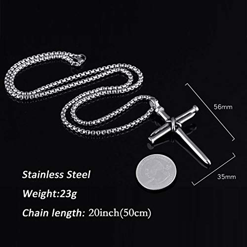 MUERDOU Cross Necklace for Men Cross Pendant STRENGTH Bible Verse Stainless Steel Necklace2