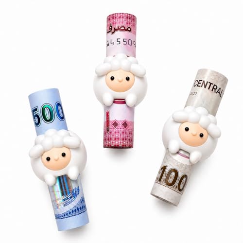 Eid Money Holder Sheep Set of 3 Creative Eidiyah Cash Gift Mini Sheep Roll Money Holder for Kids & Family | حامل نقود العيد خروف (3 قطع) هدية عيدية مبتكرة للأطفال والعائلة