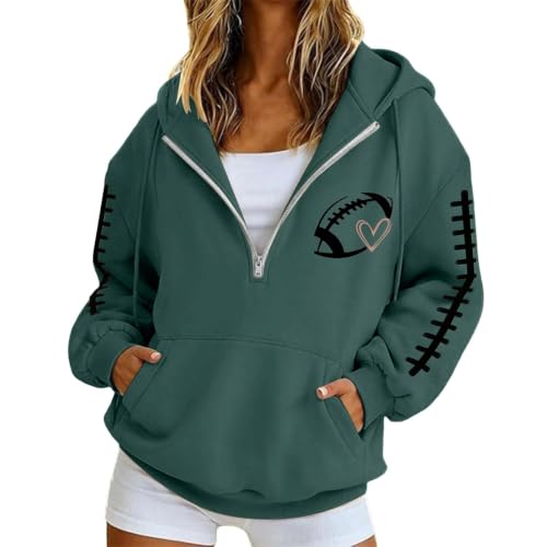 SdGgsgv Womens 1/4 Zip Pullover Game Day Soccer Oversized Fleece Hoodies
