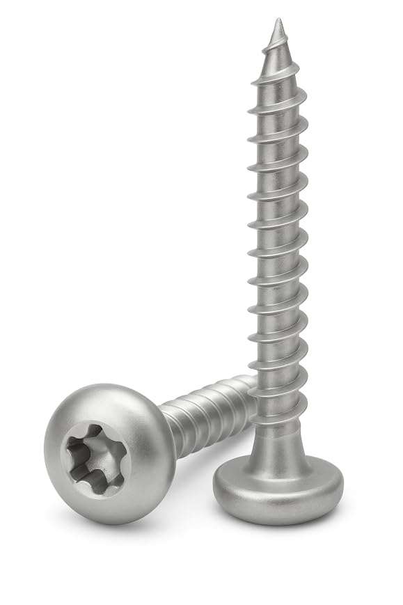 Tornillos para madera con cabeza curvada TORX (TX), Ø 3/4/5/6 mm, acero inoxidable A2 (3x16) - Juego de 20 piezas