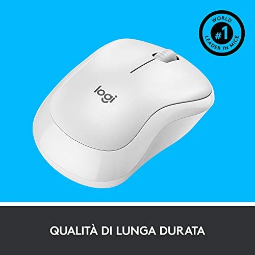 Logitech M220 SILENT Wireless Mouse, 2.4 GHz with USB Receiver, 1000 DPI Optical Tracking, 18-Month Battery, Ambidextrous, Compatible with PC, Mac, Laptop - White