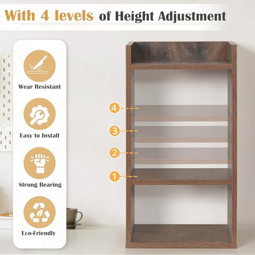 Image of ABOUT SPACE Side Table - Bed Side Tables for Bed Room with 2 Adjustable Shelves | DIY Engineered Wood Night Stand with Storage, Open Display End Table for Home Office(L 33 x B 24 x H 61.5 cm - Walnut)