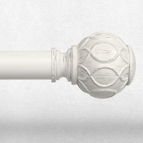 Wolistsa White Curtain Rod 36-91 Inch Boho Decorative Antique Drapery Pole