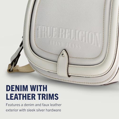 Image of True Religion Women's True Religion Saddle Bag, Women's Denim and Faux Leather Crossbody Purse With Adjustable Shoulder Strap