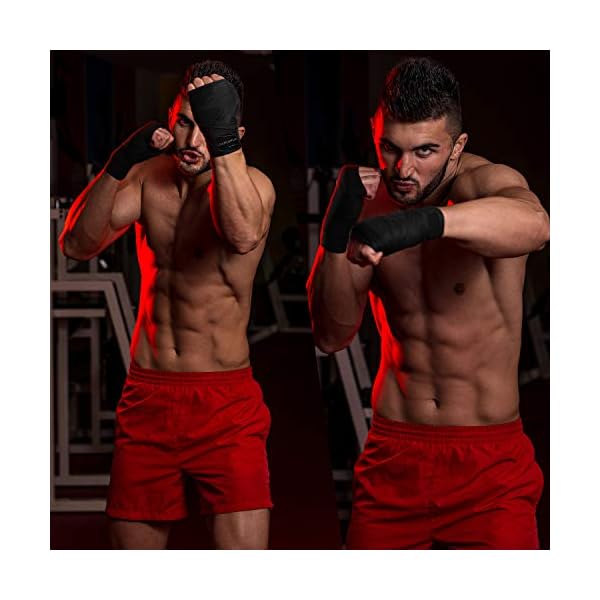 LIBERLUPUS-Elastic-Professional-120180-Inch-Hand-Wraps-for-Men-Women-Boxing-Gloves-Martial-Arts-Wraps-with-Hand-Wrist-Support-Stretch-Boxing-Handwraps-for-Kickboxing-Muay-Thai-MMA-Pair LIBERLUPUS Elastic Professional 120/180 Inch Hand Wraps for Men Women, Boxing Gloves Martial Arts Wraps with Hand & Wrist Support, Stretch Boxing Handwraps for Kickboxing Muay Thai MMA (Black, 180)