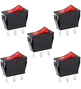 Heschen Ein-Aus-Kippschalter, SPST, 3 Endpunkte, 16 A 250 VAC, rot leuchtend, 5 Stück