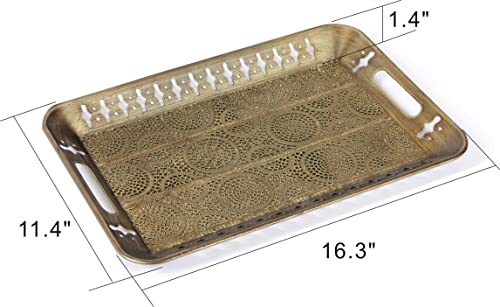 Generic TW182043-GD-1 16 Inch Sturdy Rectangular Decorative Metal Tray thumb #2