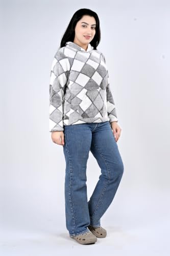 Image of Women's Faux Fur Winter Hoodie with Diamond Print | Soft, Stylish & Warm Sweatshirt