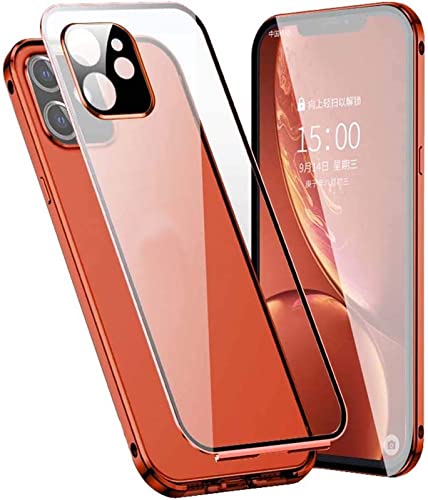 Étui magnétique iPhone 12 SCHIK antichoc verre trempé intégral orange