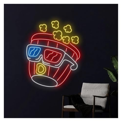 ZLSXAOASP Letreros Colgantes con Luces de neón Tipo Palomitas de maíz, alimentadas por USB, con Brillo Ajustable, Ideales para decoración de Paredes y letreros comerciales (55 cm).