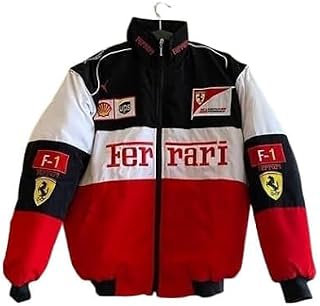 EXOTIX Red & White Racing Jacket Modern Design | Adjustable & Comfortable Zip-Up Printed Jacket | For Men's Party and Dail... Price In India