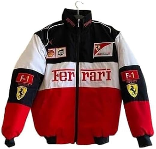 EXOTIX Red &amp; White Racing Jacket Modern Design | Adjustable &amp; Comfortable Zip-Up Printed Jacket | For Men's Party and Dail...