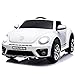 Produktbild Uenjoy kompatibel mit Volkswagen Käfer Kinderauto 12V Kinderfahrzeug Elektro VW Beetle Double-Drive Auto für Kinder mit Fernbedienung,Musik,LED-Leuchten, Doppeltür,weiß