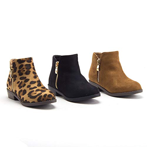 Jazamé Little Girls Ankle High Round Toe Bootie Fashion Chelsea Dress Boots, Wine, Sz 104