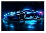 WallArena - Vlies Fototapete Kinderzimmer 208x146 cm Auto Sportwagen Gaming Junge für Kinder Jungs - Fototapeten Tapeten für Kinder Kindertapete - Vliestapete Wandtapete Tapete 3D Effekt