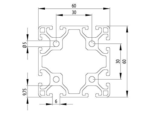 Profil aluminiowy 60 x 60 L typ I rowek 6 (lekki), srebrny anodowany. Profil aluminiowy 60 x 60 profil aluminiowy 60 x 60 profil systemowy monta?owy 1500 mm