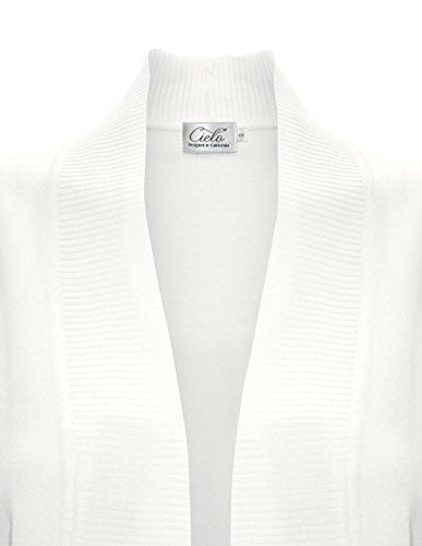 Image of Cielo Women's Solid Basic Open Front Pockets Knit Sweater Cardigan