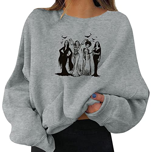 CEFGR Damen-Halloween-Pullover mit lustigem Grafikdruck, Rundhalsausschnitt, Langarm-Sweatshirt Norweger Pullover Cover