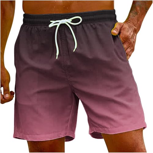 Generisch Bañador para hombre, de secado rápido, de gran tamaño, pantalones cortos de playa con degradado hawaiano, pantalones de natación de verano con goma elástica, bañador para hombre