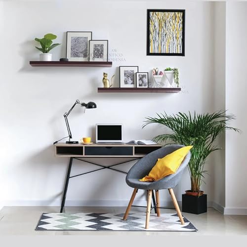 Image of Wooden Floating Wall Shelf| Wall Mount| Wall Rack| Wall Bracket for Home and Office Decor | Big Mounted Cabinets (Large, Set of 2, Brown)