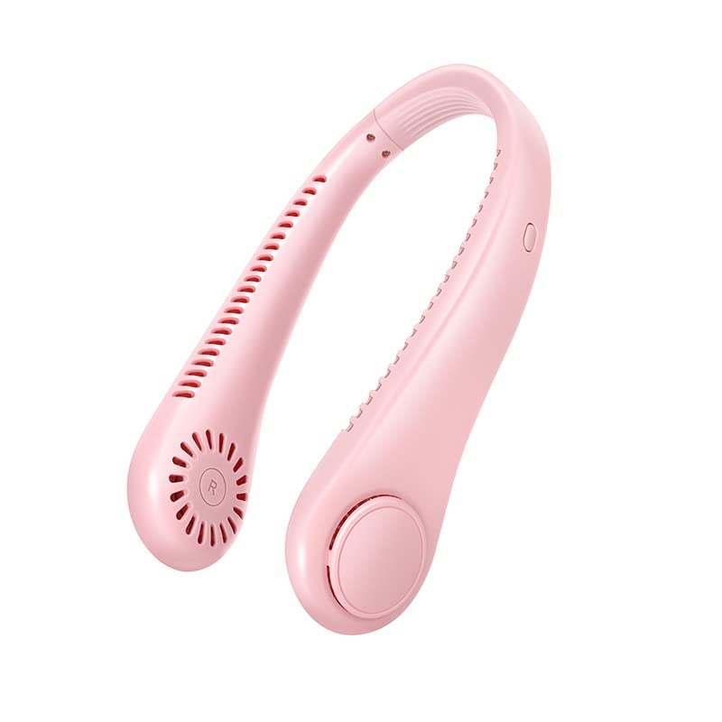 VRBUTY Neck Fan, Rechargeable Mini Bladeless Fan - Portable 360° Cooling Personal with 3 Speeds USB Wearable Leafless Hanging for Women Men Home Office Travel Sports Outdoor (Pink) (VRBUTYNF06192)