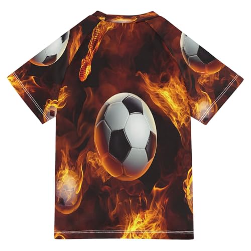 Boys Short Sleeve T-Shirts Football Soccer Fire Rashguard Kids Swim Shirts Sun UPF 50+ Multicoloured2