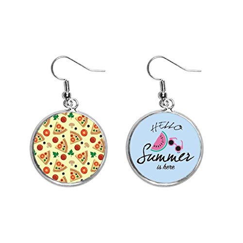 Pendientes de pizza de champiñones y sandía con acabado realista de verano