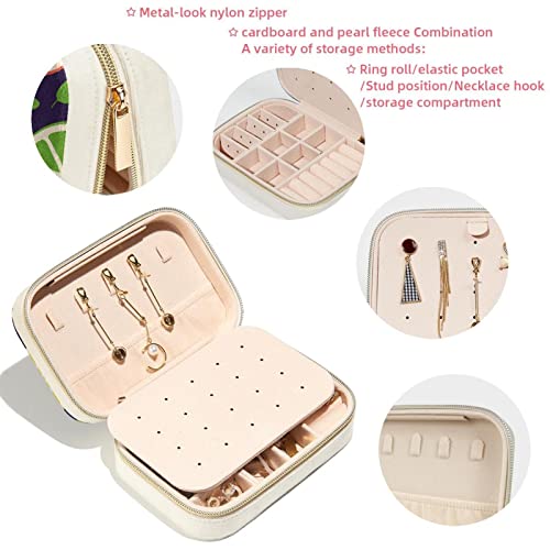 Boîte à bijoux de voyage fleur citron compacte pour bagues et colliers
