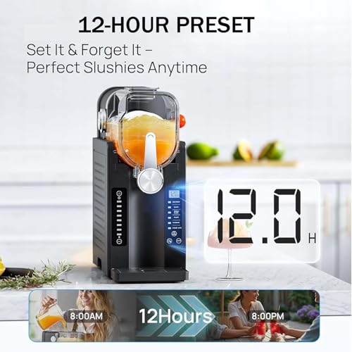 1,6 l Slush-Maschine, Granita-Maschine für Zuhause, professionelle Maschine für gefrorene Getränke, kein Eis erforderlich, Slush-Maker für Partys, Frappés, Milchshakes, Cocktails, Wein Black,1600ML – Bild 4