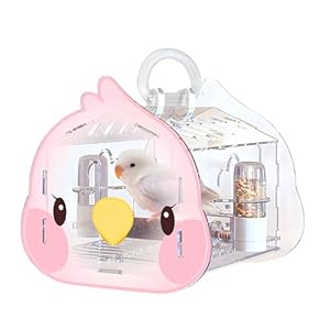Hamiledyi Small Bird Travel Carrier Cage Transparent Parakeet Carrier Backpack with Standing Perch Portable Outdoor Cage for Lovebird Parrot Swallow Goldfinches