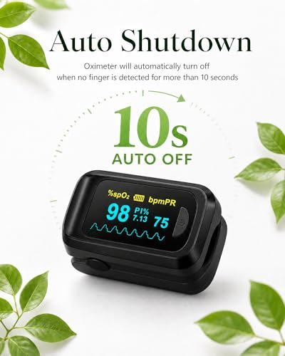 Healthtree JKS50B Pulse Oximeter Fingertip - Blood Oxygen monitor Fingertip with Perfusion Index, Fast 5-8s Reading, Large OLED Display, SpO2 & Heart Rate monitor for Home, Sports, Travel (Includes Batteries & Lanyard) - Image 6