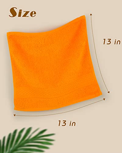 Cleanbear Cotton Wash Cloths Soft Washcloths with 6 Colors for Body and Face, 13 by 13 Inches Large Bathroom Washcloth Set Highly Absorbent Fade Resistant Face Cloths