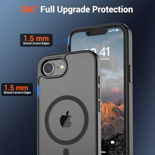 Image of iPhone 16e Magsafe Hard Back Case | Matte Design & 360 Protection | Military-Grade Apple iPhone 16e Cover | Strong Magnet Back - Black