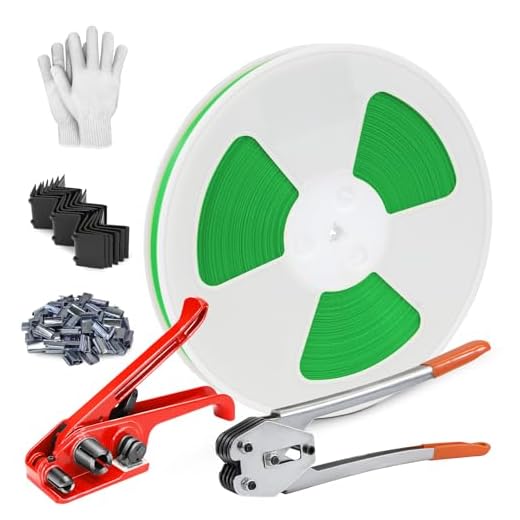JIADIstrap Heavy Duty Banding Strapping kit Contain 1/2" x 3200" Polyester (PET) Packaging Straps & 50 Metal Seals 20 Plastic Edge Protectors Tensioner with Cutter Sealer Tool Glove