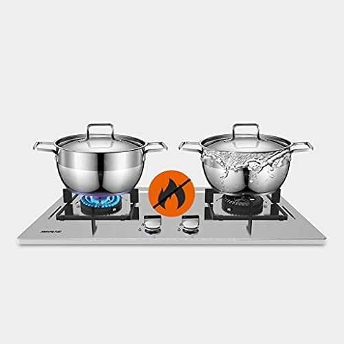 Fogão A Gás Embutido Em Aço Inoxidável 2 Zonas De Cozimento 4,8 Suporte De Panela Quadrado De Esmalt