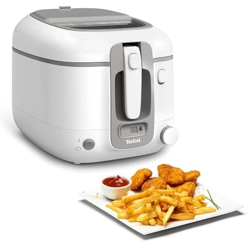 Tefal FR3141 Super Uno Friteuse | Boîtier thermique | Capacité jusqu&rsquo;à 1,2 kg | Minuterie numérique | Cartouche filtrante anti-odeurs | Récipient intérieur amovible et antiadhésif | Blanc/gris