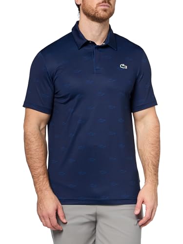 Lacoste Men's Sport Regular Fit UV Protect Golf Polo Shirt, Navy Blue/Navy Blue/France Blue, Medium