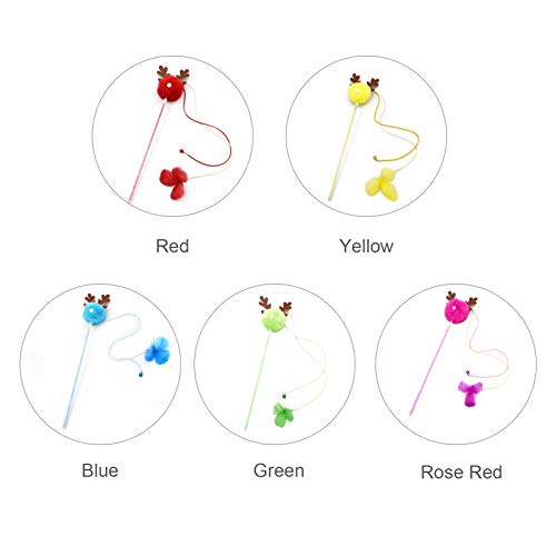 mewmewcat Bastão interativo de gato com bolas Sinos Varinha de pena para provocação de gato Exercíci